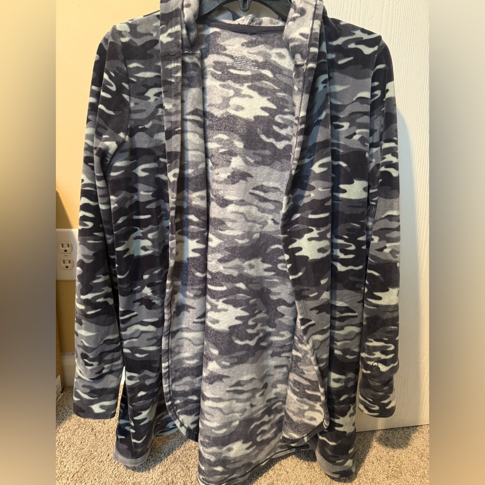Cuddl Duds Plush Velour Jacket in Gray and Black